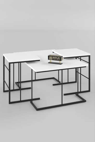 Gold Falez ORTA SEHPA VE ZİGON SEHPA SOLO SET BEYAZ - Resim 7