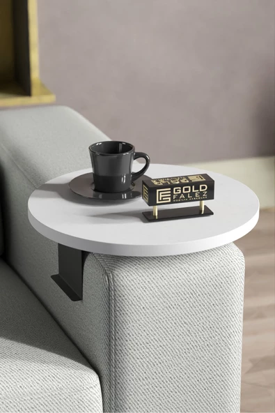 Gold Falez Yan Sehpa Ayarlanabilir Tepsi Dekoratif Modern Tepsi BEYAZ ürün görseli 1