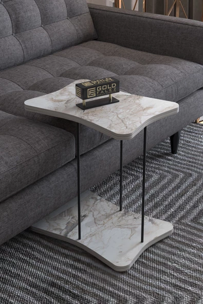 Gold Falez Yan Sehpa Tekerlekli Servis Sehpası HND Efes