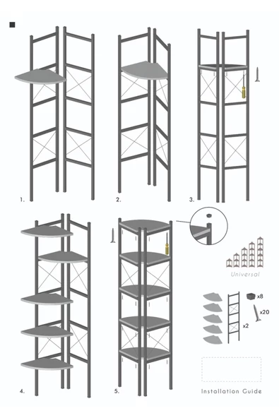 ilkal ÇİÇEKLİK KİTAPLIK 6 RAFLI CEVİZ - 4