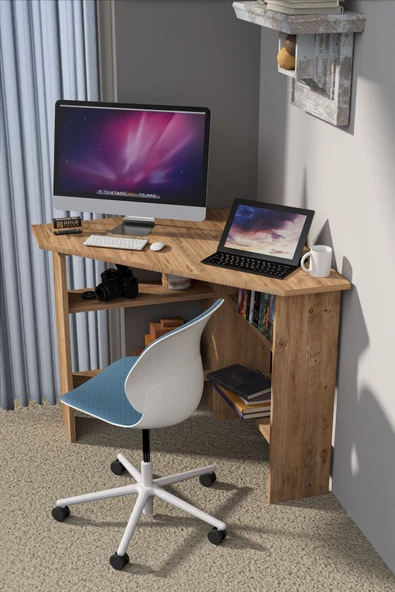 Gold Falez ÇALIŞMA MASASI KÖŞE ÇOK AMAÇLI BİLGİSAYAR MASASI ATLANTİK ÇAM - 4