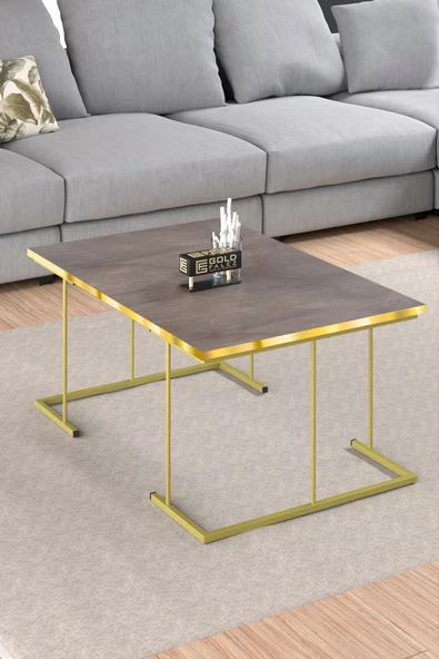 Gold Falez ORTA SEHPA VE ZİGON SEHPA SOLO SET GOLD GORDİON - 2