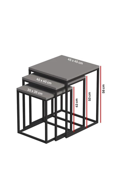 Gold Falez ZİGON SEHPA 3'LÜ KÜP BEYAZ - Resim 2