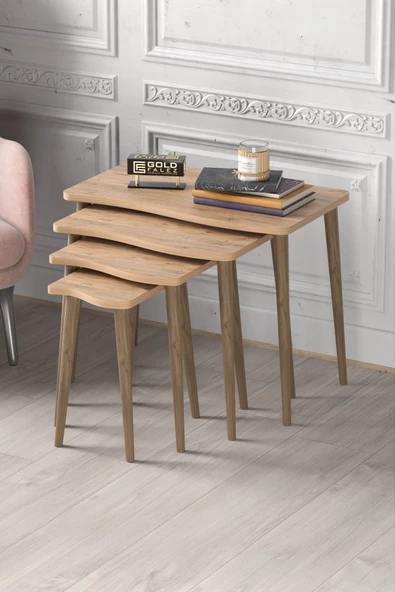 Gold Falez Zigon Sehpa Ahşap 4'lü Atlantik Çam KR - Resim 2