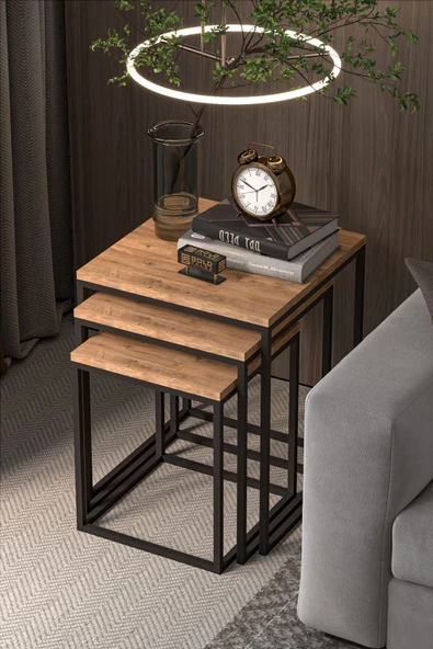 Gold Falez ZİGON SEHPA 3'LÜ KÜP ATLANTİK ÇAM - 5