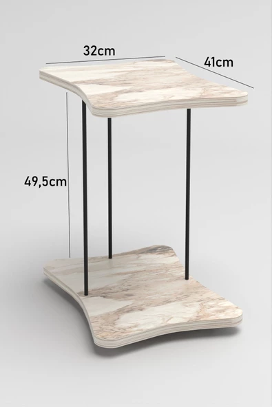 Gold Falez Yan Sehpa Tekerlekli Servis Sehpası HND Efes - 5