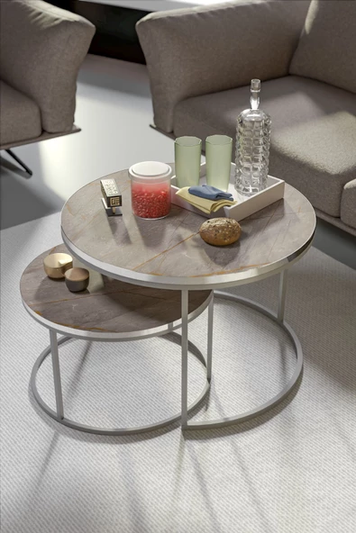 Gold Falez Orta Sehpa Ikili Lüx Specıal Gümüş Gordion - 4