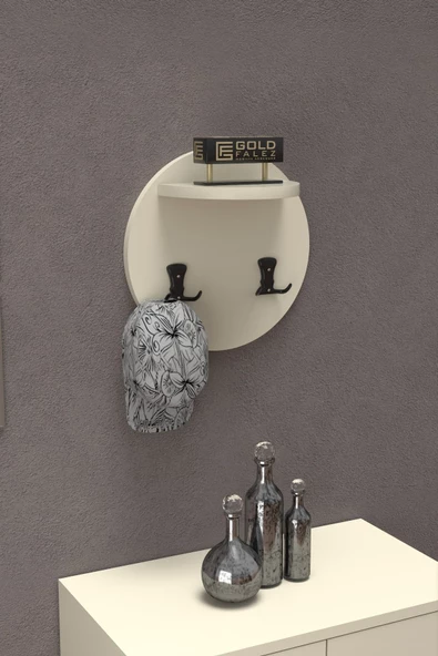 ilkal Askılık Duvar Elbise Askılığı Portmanto Üstü Krem - 5