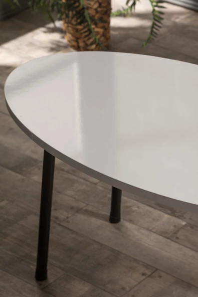 Gold Falez Orta Sehpa Elips Metal Ayak  Beyaz - Resim 2