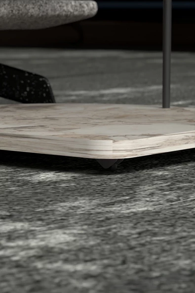 Gold Falez Yan Sehpa Tekerlekli Servis Sehpası Hnd Oval Efes - Resim 4