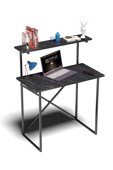 Gold Falez Çalışma Masası Raf Kitaplık Çok Amaçlı Ofis Masa Bendir - 3