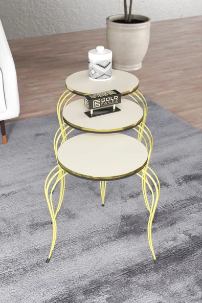 Gold Falez ZİGON SEHPA LÜKENS ÇİFT GOLD KREM ürün görseli 1