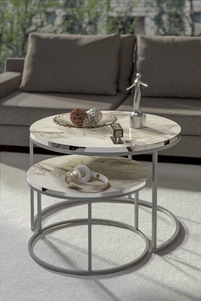 Gold Falez Orta Sehpa Ikili Lüx Specıal Gümüş Efes - 2