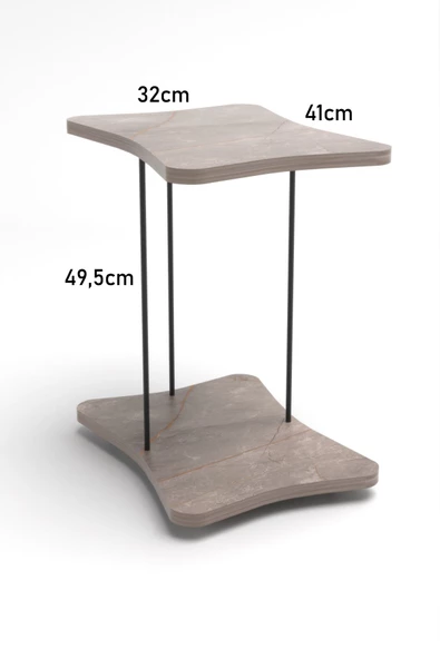 Gold Falez Yan Sehpa Tekerlekli Servis Sehpası HND Gordion - Resim 5