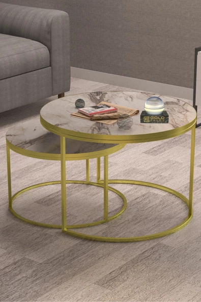 Gold Falez Orta Sehpa Ikili Lüx Specıal Gold Efes - Resim 2