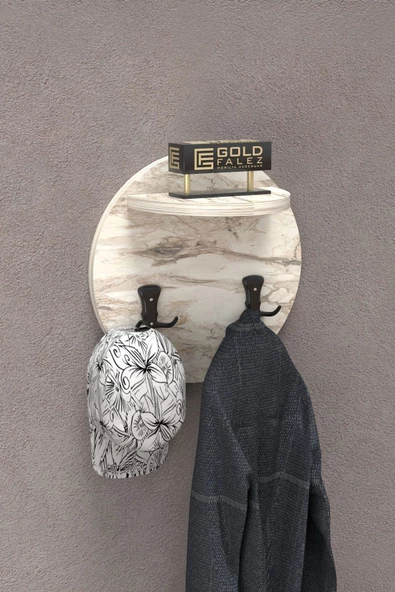 ilkal Askılık Duvar Elbise Askılığı Portmanto Üstü Beyaz Mermer Desen - 6