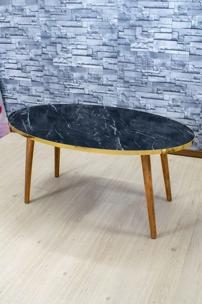 Gold Falez Orta Sehpa Torna Ayak Elips Bendir Altın Ahşap - Resim 2