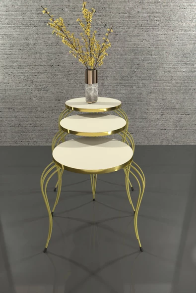 Gold Falez ZİGON SEHPA LÜKENS GOLD KREM - Resim 5