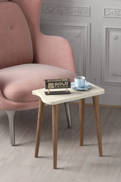 Gold Falez Zigon Sehpa Ahşap 4'lü Krem KR - 4