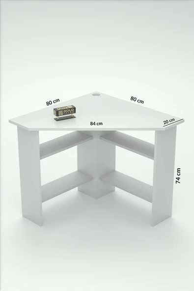 Gold Falez ÇALIŞMA MASASI KÖŞE ÇOK AMAÇLI BİLGİSAYAR MASASI BEYAZ - 3