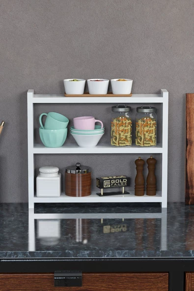 Gold Falez Mutfak Rafı Tezgah Üstü Organizer Beyaz