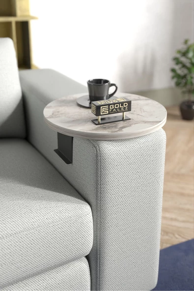 ilkal Yan Sehpa Ayarlanabilir Tepsi Dekoratif Modern Tepsi Koltuk Sehpası Efes - 4