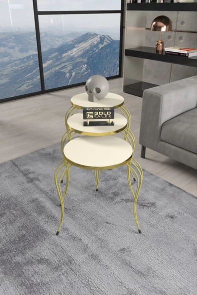 Gold Falez ZİGON SEHPA LÜKENS GOLD KREM ürün görseli 1