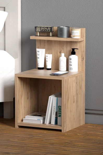 Gold Falez Komodin Raf Salon Ofis Dolabı Ceviz