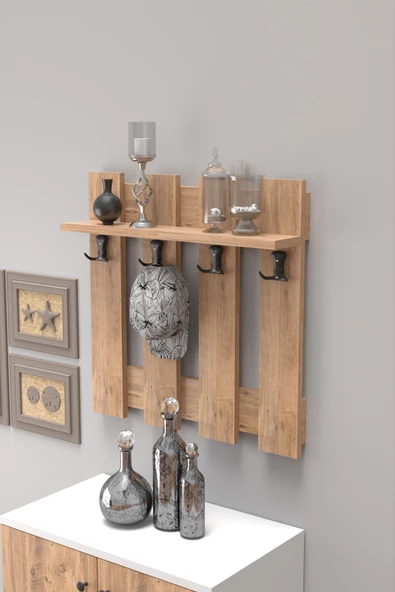 Gold Falez ASKILIK PORTMANTO ÇİT DUVAR ASKILIĞI ELBİSE ASKILIĞI CEVİZ - 5