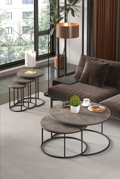 Gold Falez ORTA SEHPA VE ZİGON SEHPA SET İKİLİ LÜX C ZİGON GORDİON - Resim 2