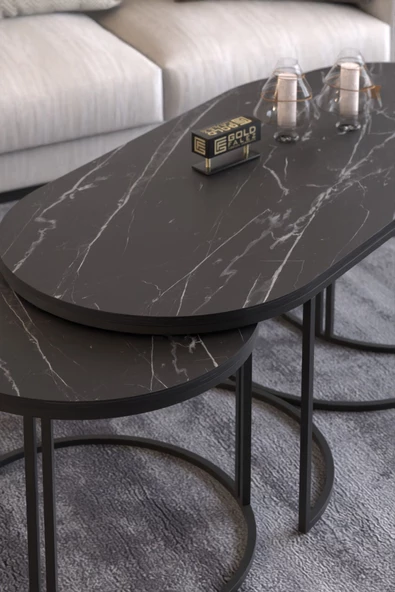 Gold Falez ORTA SEHPA ZİGON SEHPA YAN SEHPA 3 LÜ SET  DOLUNAY BENDİR - Resim 2