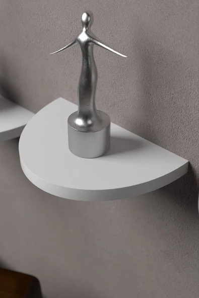 ilkal Duvar Rafı Dekoratif 3 Adet Çiçeklik Oval Beyaz - 2