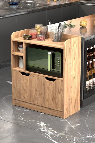 Gold Falez MUTFAK DOLABI ÇOK AMAÇLI FIRIN DOLABI 2 KAPAKLI RAFLI KAHVE KÖŞESİ ATLANTİK ÇAM