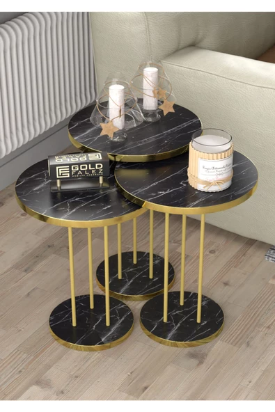 Gold Falez Zigon Sehpa Terra Bendir Gold