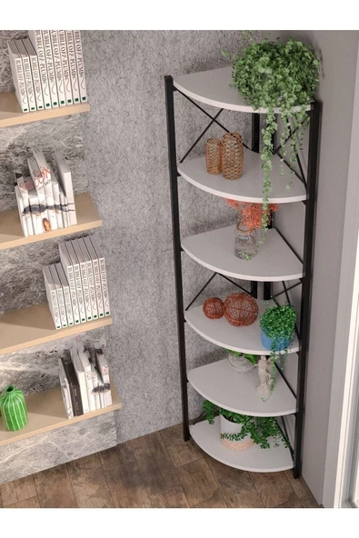 ilkal ÇİÇEKLİK KİTAPLIK 6 RAFLI BEYAZ