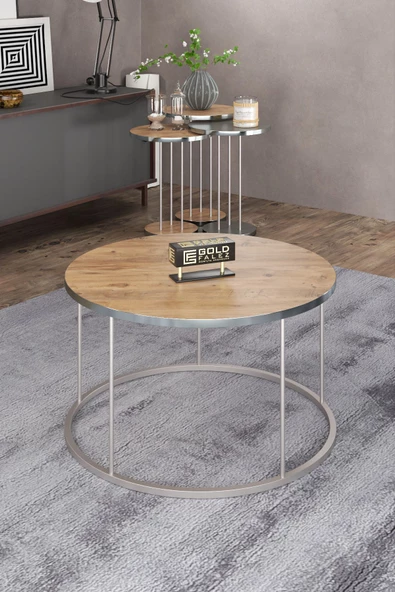 Gold Falez ORTA SEHPA VE ZİGON SEHPA TERRA SET GÜMÜŞ ANTRASİT CEVİZ ürün görseli 1