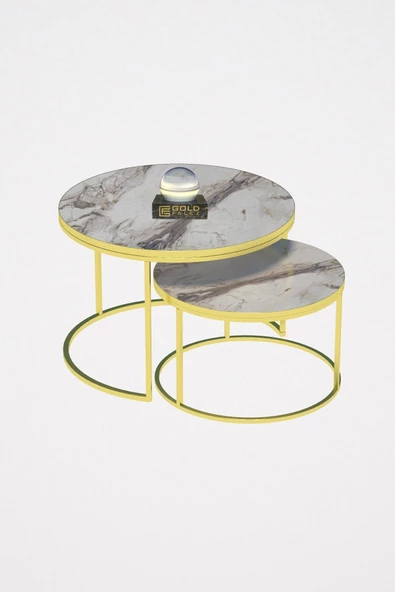 Gold Falez Orta Sehpa Ikili Lüx Specıal Gold Efes - Resim 3