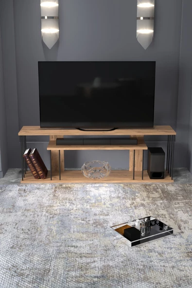 Gold Falez TV SEHPASI TV ÜNİTESİ RAFLI 140 CM GZD PLUS ATLANTİK ÇAM ürün görseli 1