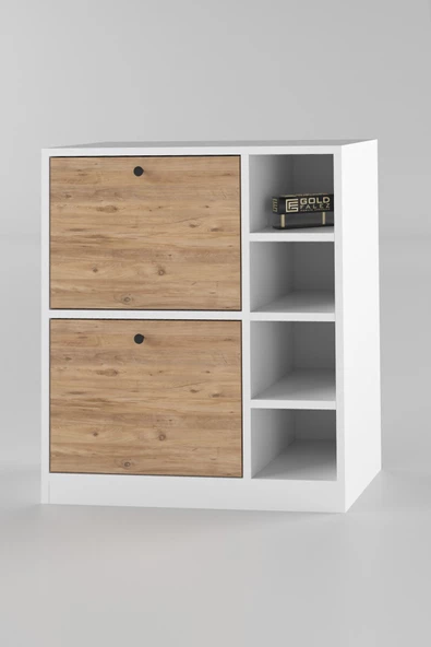 Gold Falez Kahve Köşesi Mutfak Rafı Çok Amaçlı Dolap Mutfak Stand Mutfak Bango Beyaz Ceviz - 6