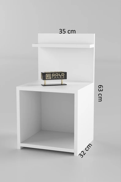 Gold Falez Komodin Raf Salon Ofis Dolabı Beyaz - 6