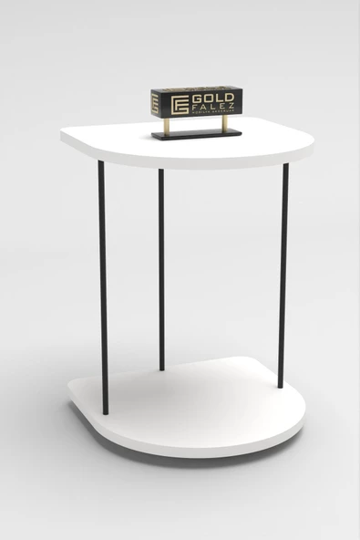 Gold Falez Yan Sehpa Tekerlekli Servis Sehpası HND Oval Beyaz - 5