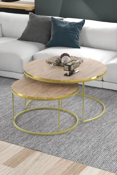 Gold Falez Orta Sehpa Ikili Lüx Specıal Gold Ceviz ürün görseli 1