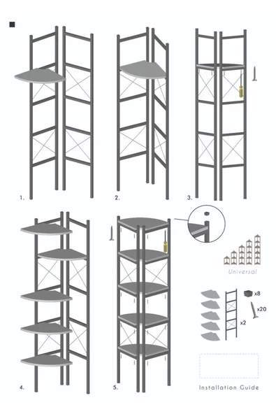 ilkal ÇİÇEKLİK KİTAPLIK 6 RAFLI BEYAZ - 4