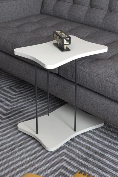 Gold Falez Yan Sehpa Tekerlekli Servis Sehpası HND Beyaz ürün görseli 1