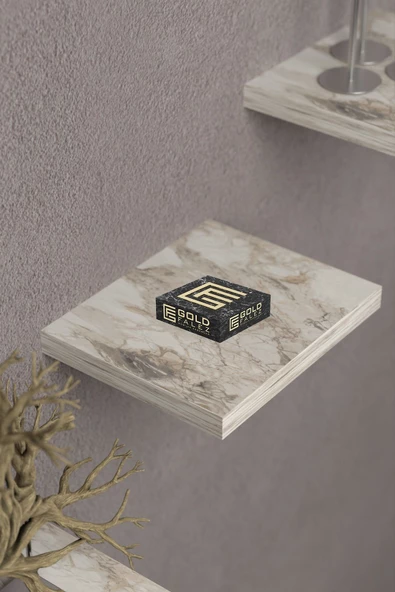 ilkal Duvar Rafı Dekoratif 3 Adet Çiçeklik Kare Efes - 4