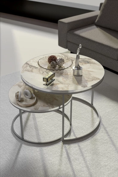 Gold Falez Orta Sehpa Ikili Lüx Specıal Gümüş Efes - 4