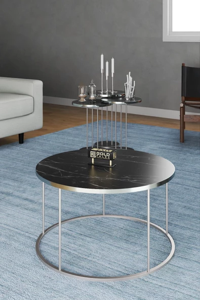 Gold Falez ORTA SEHPA VE ZİGON SEHPA TERRA SET GÜMÜŞ BENDİR