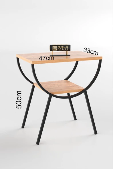 Gold Falez Yan Sehpa Komodin Metal Ayak CEVİZ - Resim 5