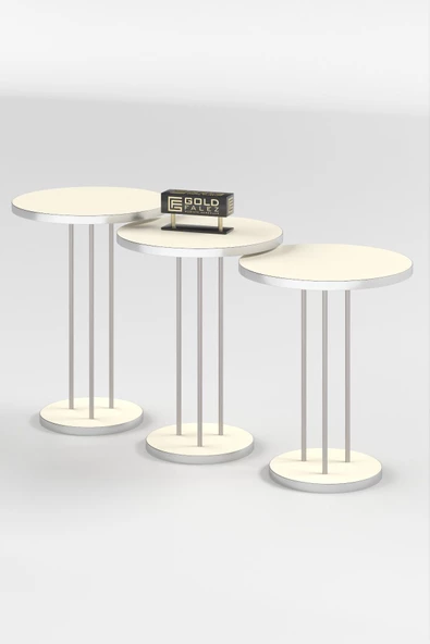 Gold Falez ORTA SEHPA VE ZİGON SEHPA TERRA SET GÜMÜŞ KREM - Resim 7