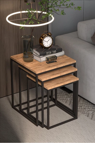 Gold Falez ZİGON SEHPA 3'LÜ KÜP ATLANTİK ÇAM